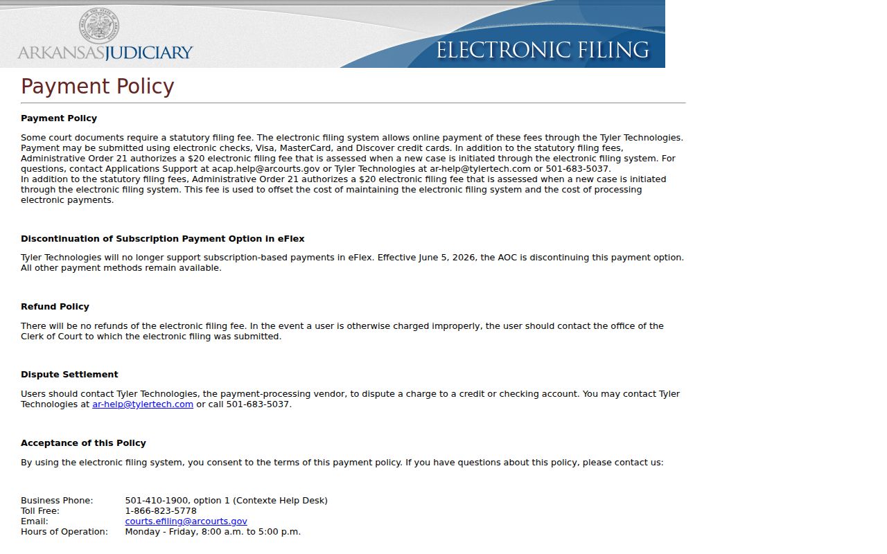 Monroe County civil docket eFlex filing payment policy