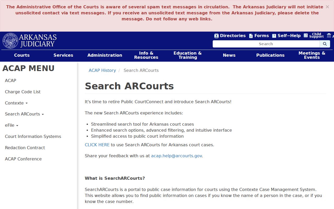 Search ARCourts coverage details for Monroe County case search results