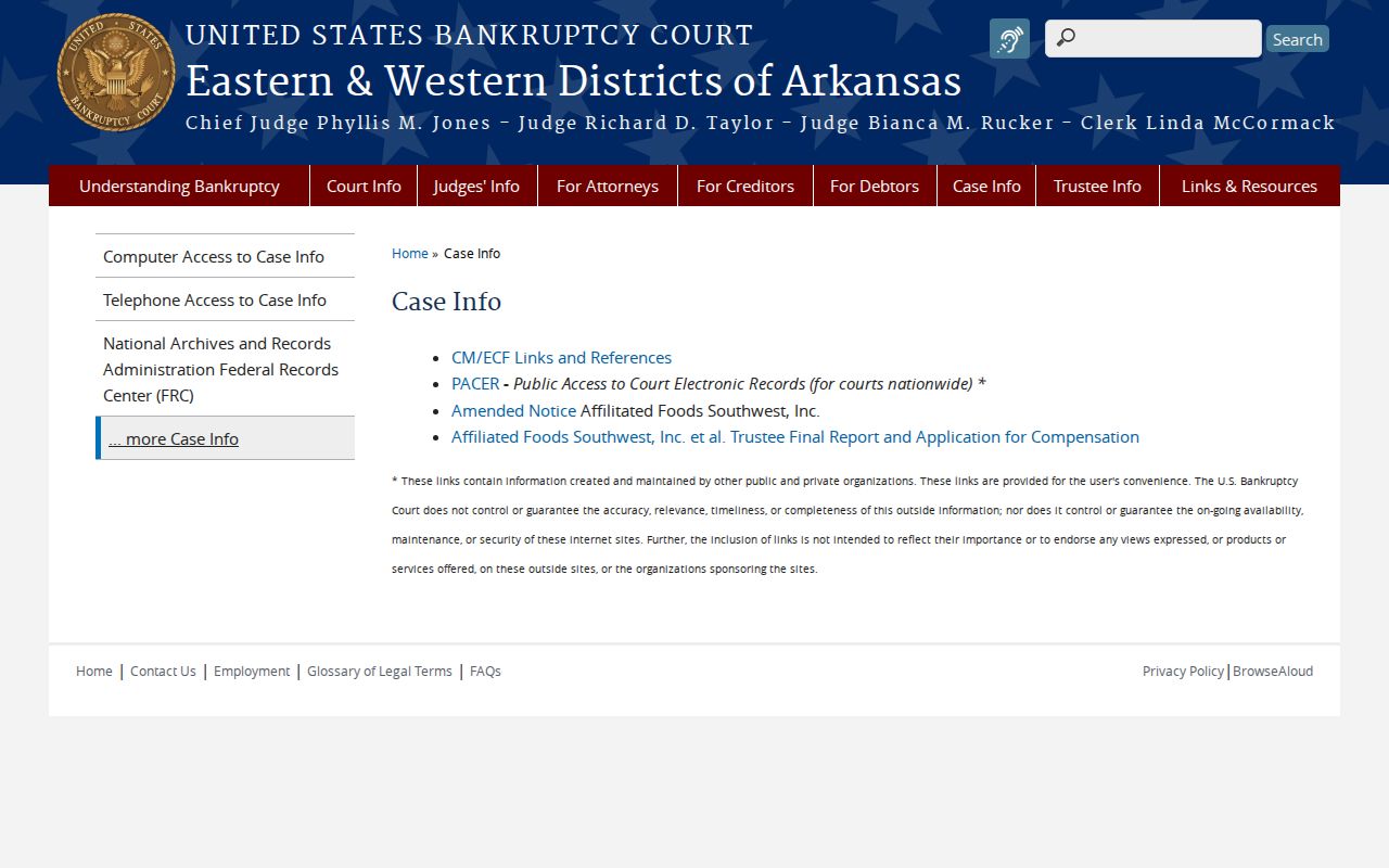 Fargo court docket federal bankruptcy case information