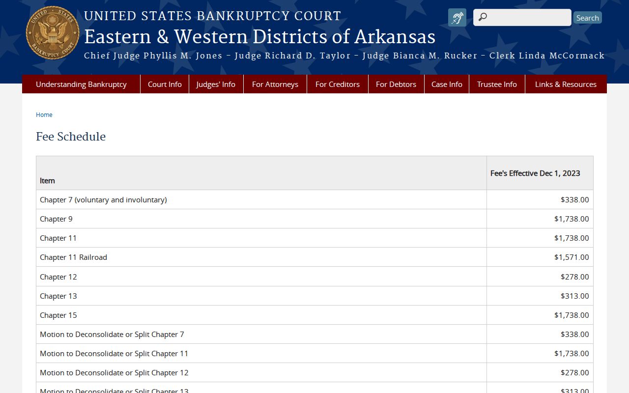 Fargo court docket federal bankruptcy record fees