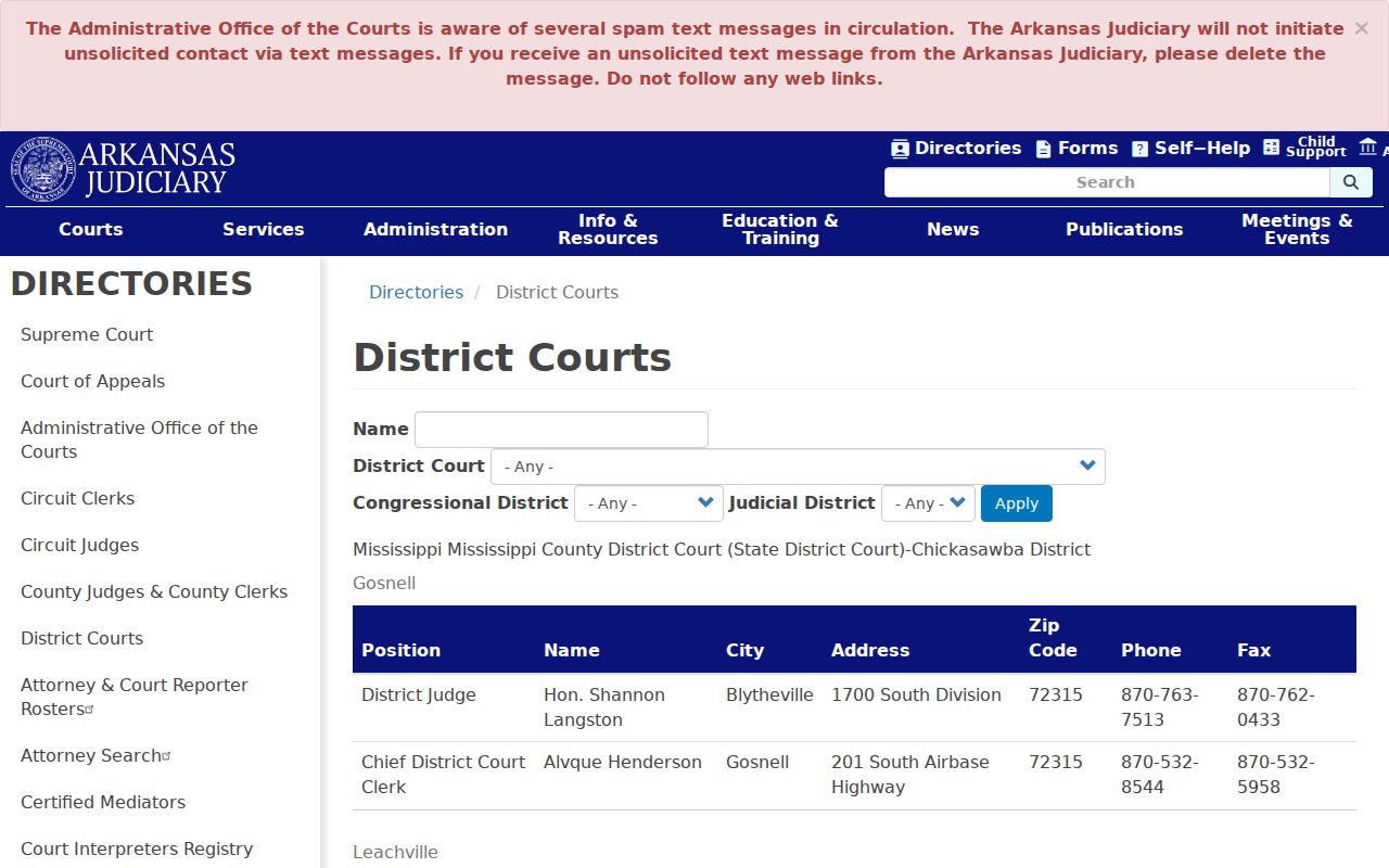 Monroe County District Court department directory for docket routing
