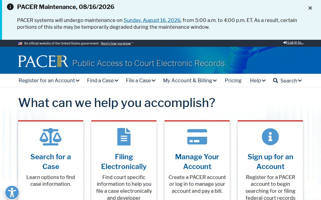 PACER federal search distinguished from the Roe court docket