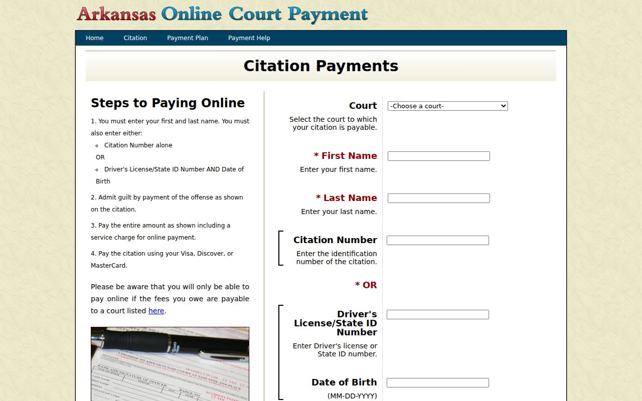 Monroe County traffic court records citation lookup fields